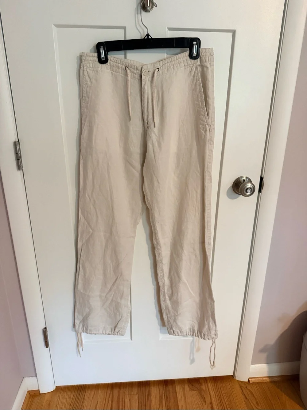 H&M 100% Linen Light Beige Drawstring Pants